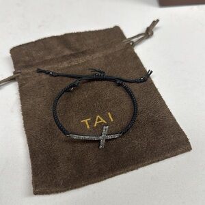 TAI Crystal Cross Adjustable Bracelet 💎🖤✨